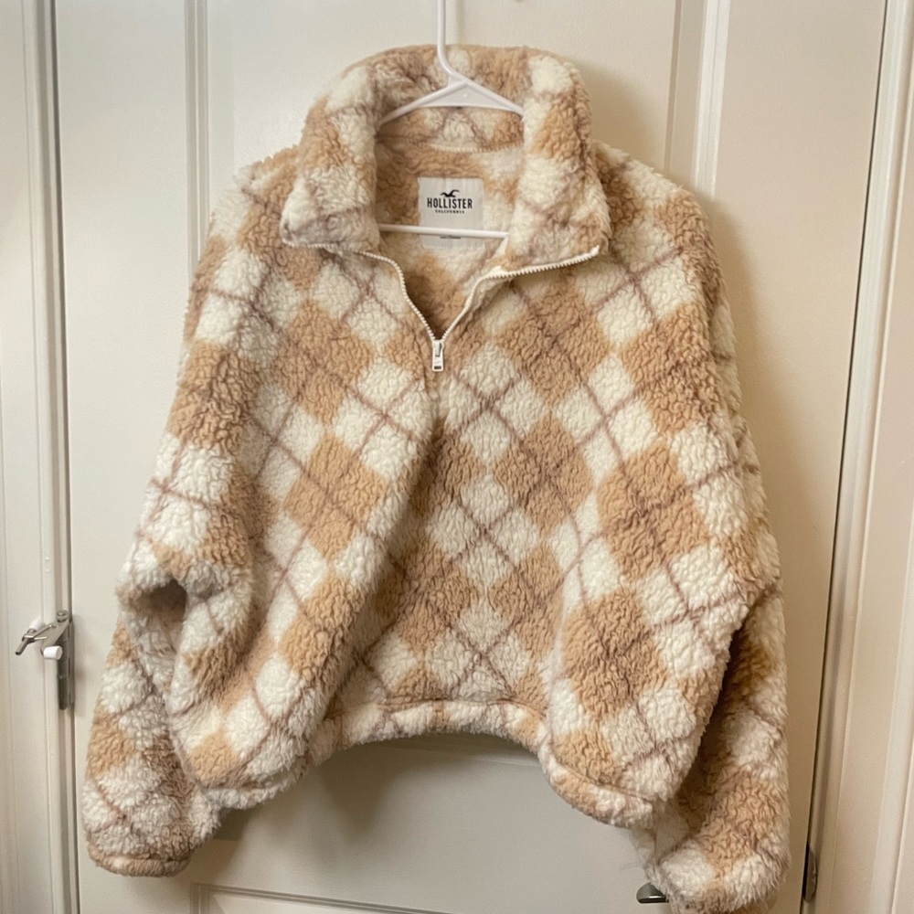 HOLLISTER quarter zip Sherpa, crop fit